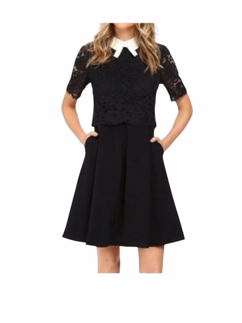 Ted Baker London Dixxy navy blue lace top short sleeve mini dress size us 4